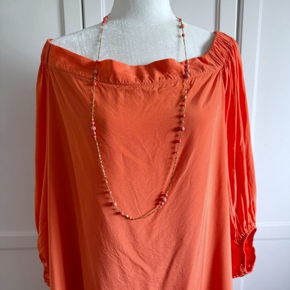 Trina Turk Windward Windward Orange Off Shoulder Dress Sz XL Summer Vacay - Picture 6 of 15